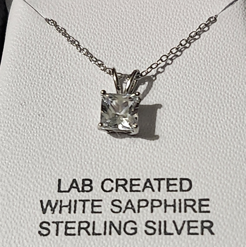 Macy's Sterling Silver Necklace with White Sapphire